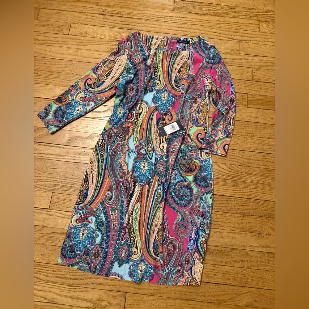 Tommy Hilfiger Women’s Round Neck Printed Bell Sleeve Dress – Size 10 – NWT